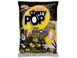 Pirulito Cherry Pop Energy Recheio Chiclete c/50 - Sams